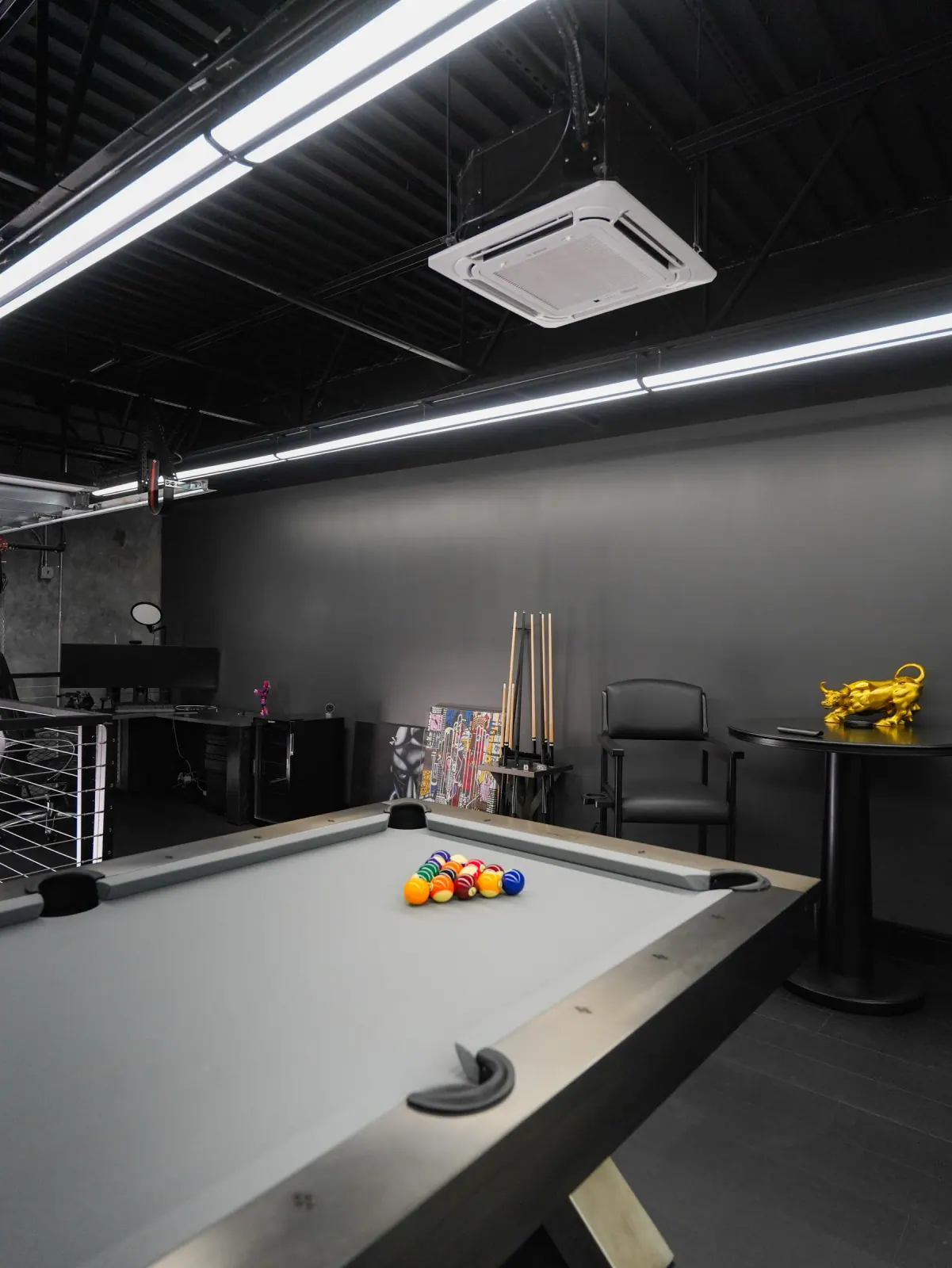 Game room with a pool table
