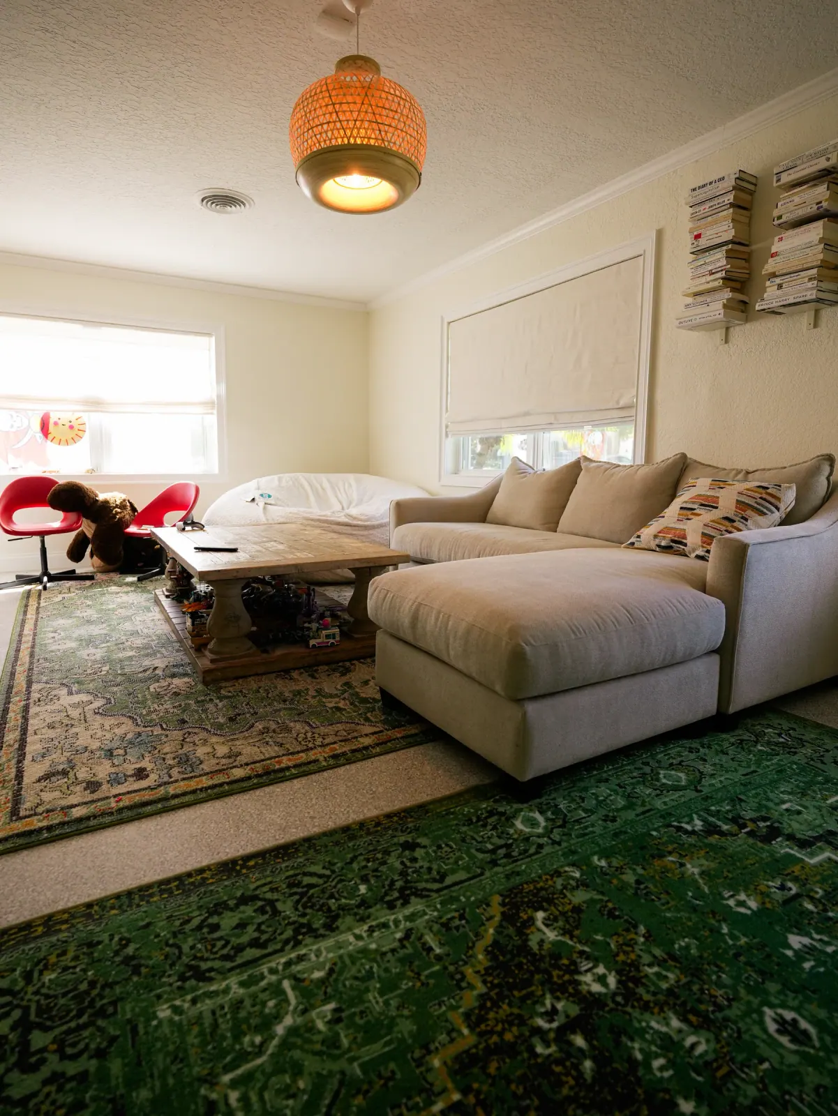 Living room in a restored historic home