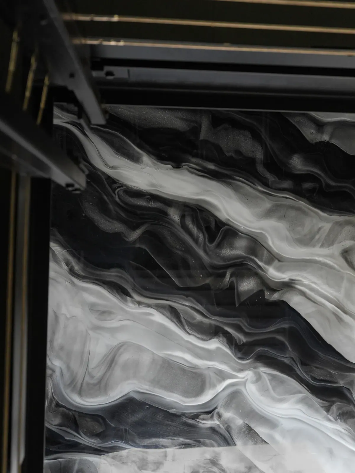 Book-matched black and white marble